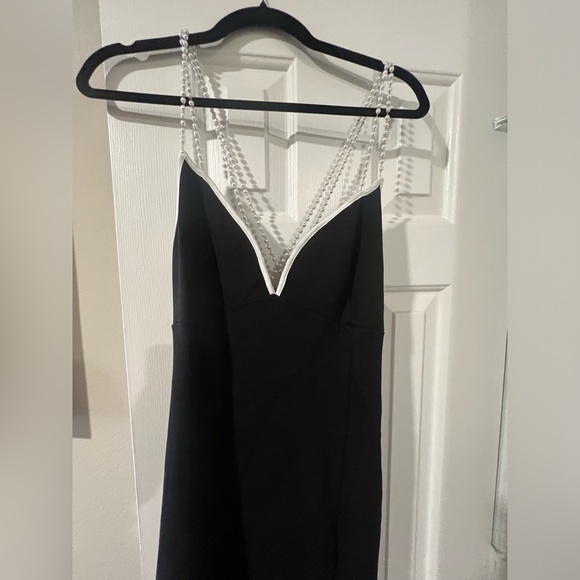 Black midi dress with pearl beaded straps from Anthropologie - Picture 4 of 4